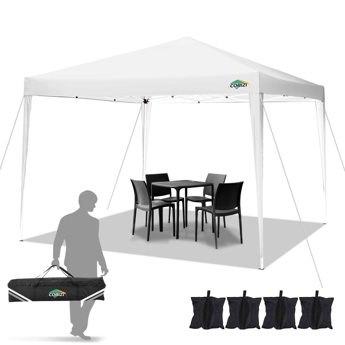 COBIZI Pop Up Canopy Gazebo Outdoor Shade Tent 10'X10' With 4 Sand Bag SPC265