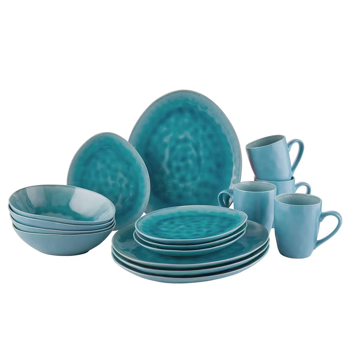DE LA ROYA Geschirr-Set 16-tlg. - Keramik - Blau - Blau