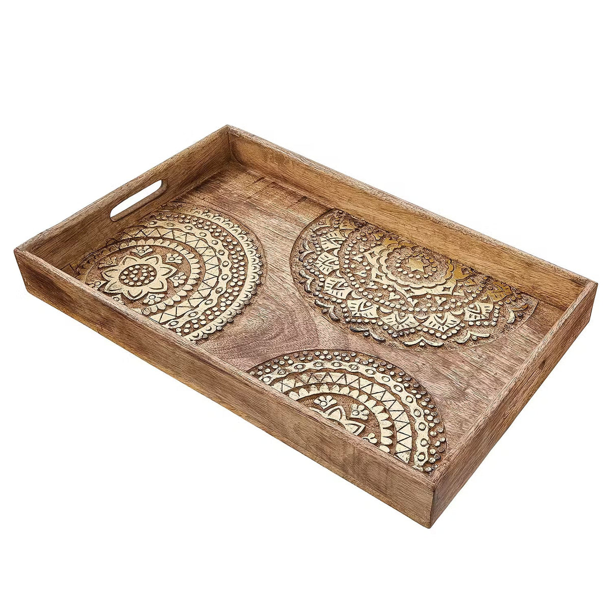 BALI Tablett - Mangoholz - Braun / Gold