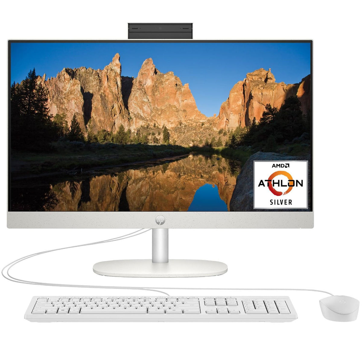 Hewlett Packard 23.8" All-in-One Desktop PC, FHD Display, AMD Athlon Silver 7120U, 8 GB RAM