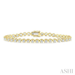 4 Ctw Round Cut Diamond Illusion Tennis Bracelet in 14K Yellow Gold
