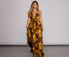 Donna Chiffon Deep V Gown
