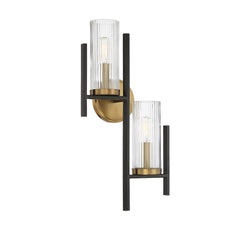 Savoy House - 9-1905-2-143 - Two Light Wall Sconce - Midland - Matte Black with Warm Brass Accents