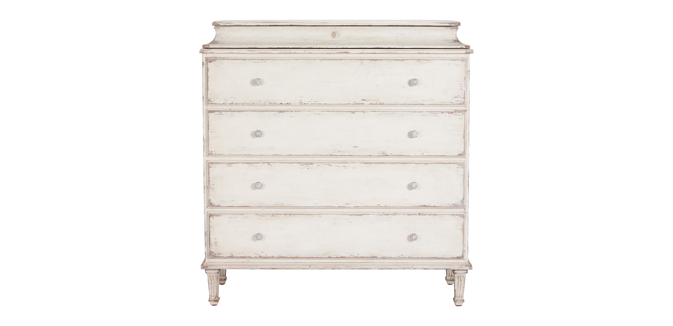 Leora Antiqued White Tall Chest