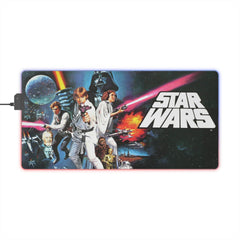 Star Wars-themed mouse pad with characters and the 'Star Wars' logo on a white background.