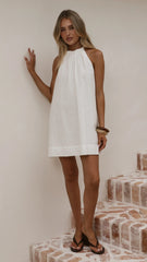 Demy Halter Mini Dress - White