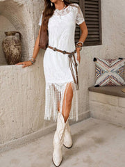 SHEIN LUNE LUNE Lace Trim Maxi White Dress, Western/Country Style Dress For  Women Summer Dresses For Women Summer Outfits For Women Western Wear Women  Rave Outfits Country Concert Outfit Rave Outfits Festival