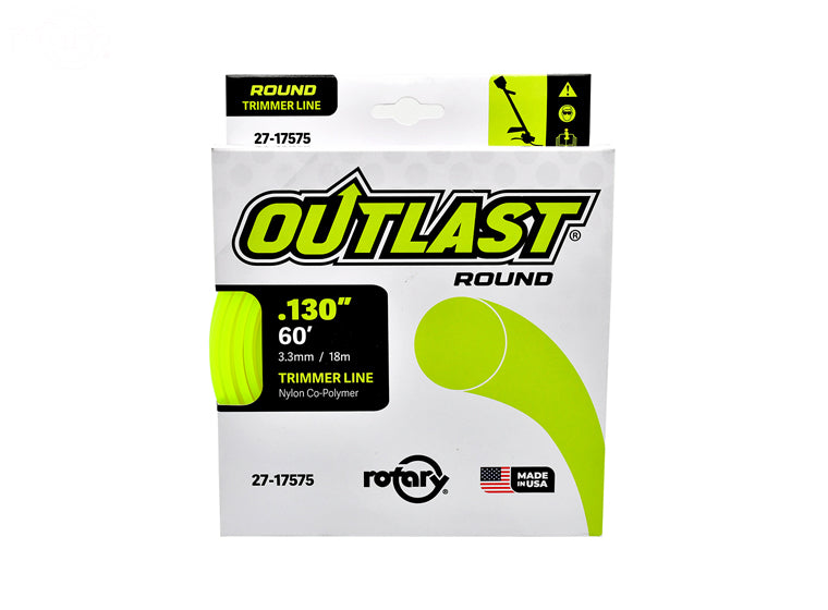 ROTARY # 17575 TRIMMER LINE .130 X 60' OUTLAST ROUND YELLOW PACK OF 10 Spools