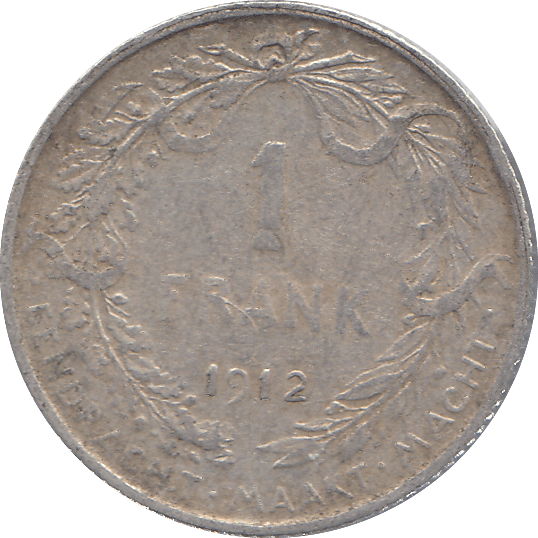 1912 ONE FRANC BELGIUM ( SILVER ) - SILVER WORLD COINS - Cambridgeshire Coins