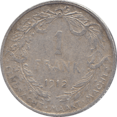 1912 ONE FRANC BELGIUM ( SILVER ) - SILVER WORLD COINS - Cambridgeshire Coins