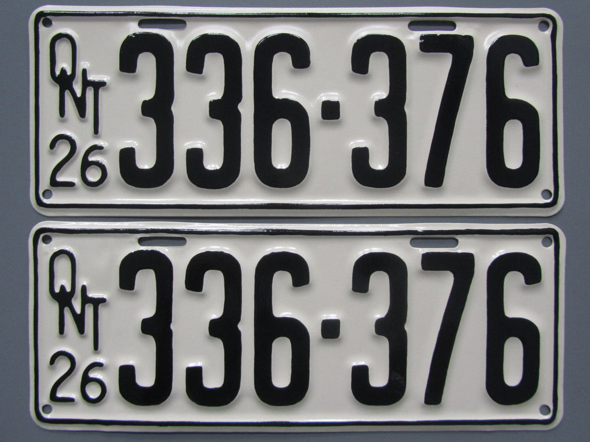 1926 YOM Clear Ontario License Plates