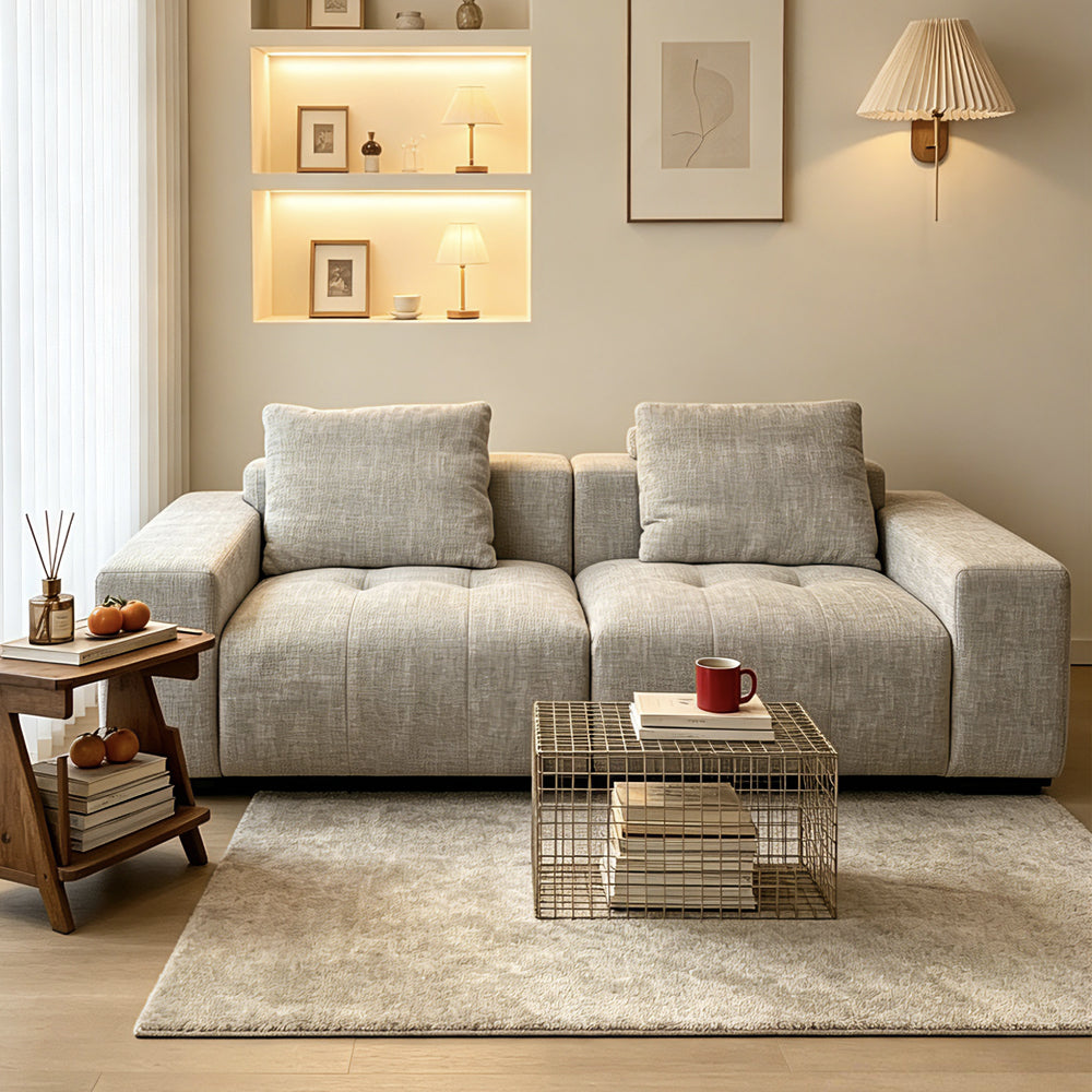 Modern Minimalist 2-Seater Chenille Recliner Sofa