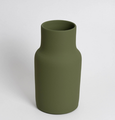 Keramikvase Olivgrün ø 8 x 25 H cm - hohe Vase für Blumen & moderne Tischdeko