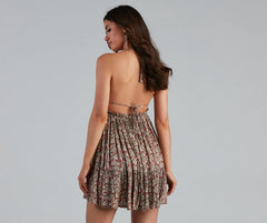 Nothing Bud Fun Floral Halter Dress