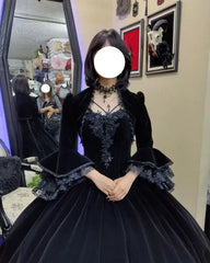 Black Gothic Prom Dresses Classic Mexican Flared... From Readygogo, $154.58