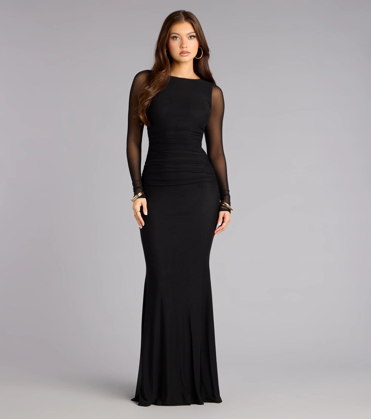Winnie Mesh Long Sleeve Mermaid Formal Dress