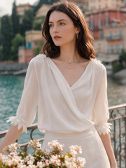 Hannah Retro V-Neck Chiffiton Blouse