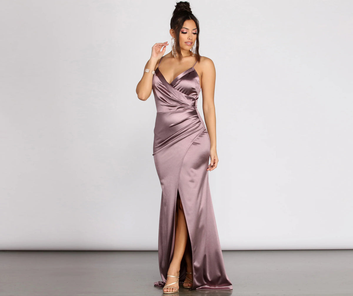 Julina Wrap Satin Dress