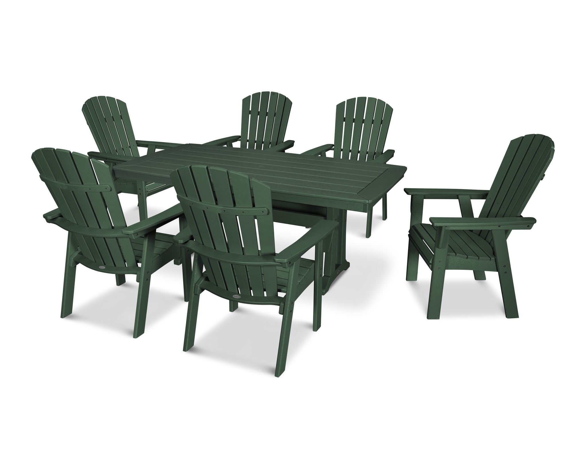 POLYWOOD Nautical Adirondack 7-Piece Trestle Dining Set in Green