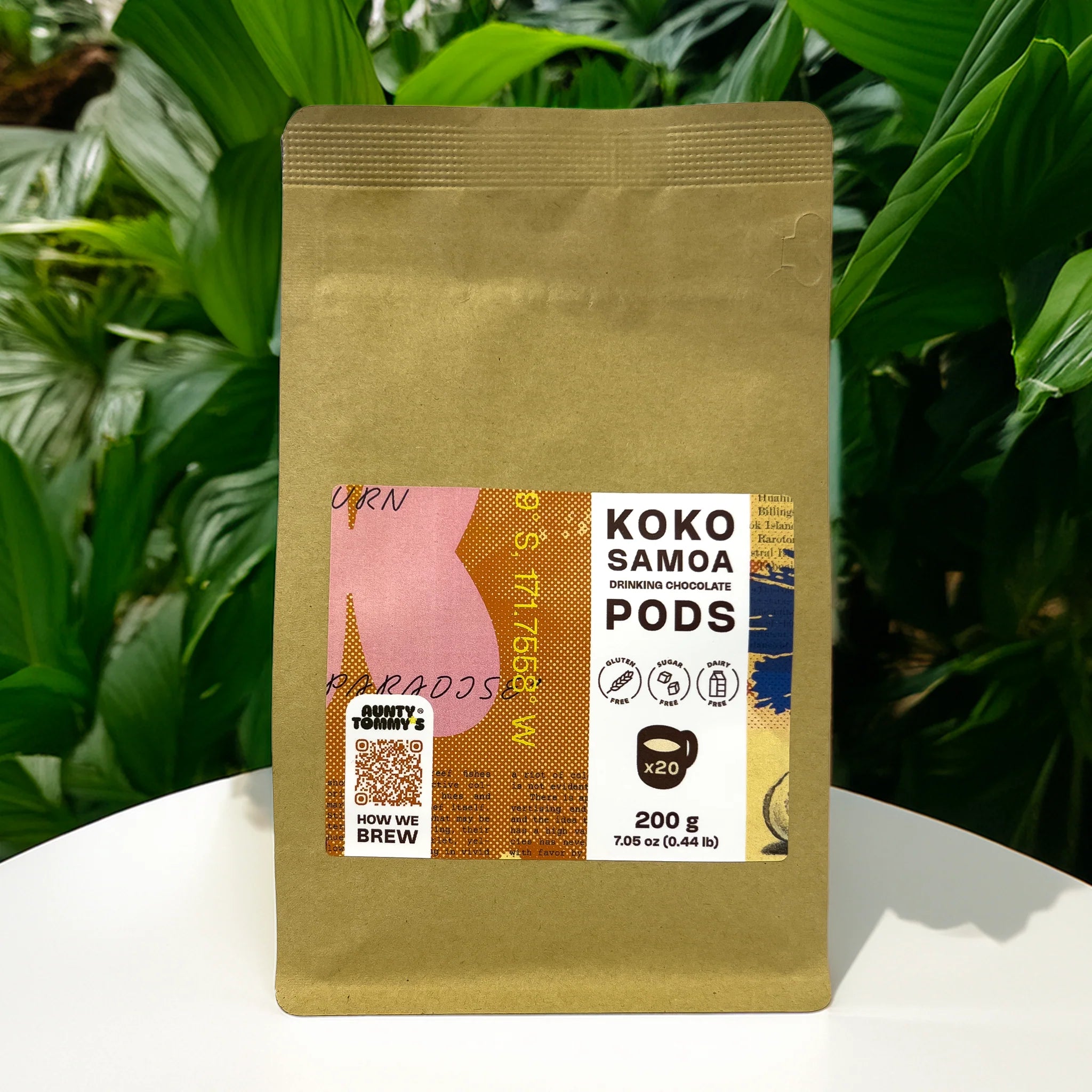 Aunty Tommy's Koko Samoa drinking chocolate pods 200g — 100% pure cacao made in West Auckland NZ