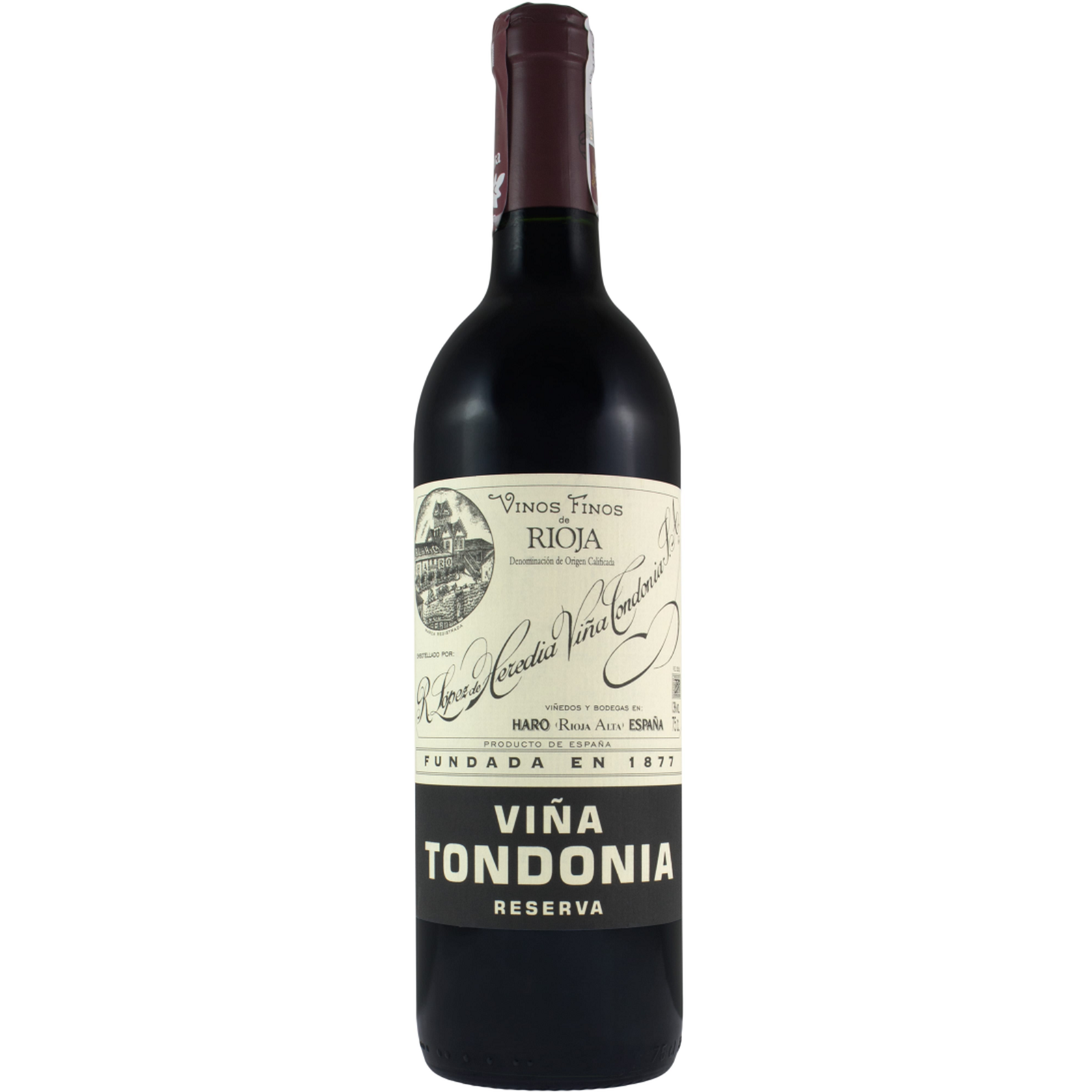 Bottle of R. Lopez de Heredia Vina Tondonia Reserva 2012, a Tempranillo red wine from Rioja, Spain.