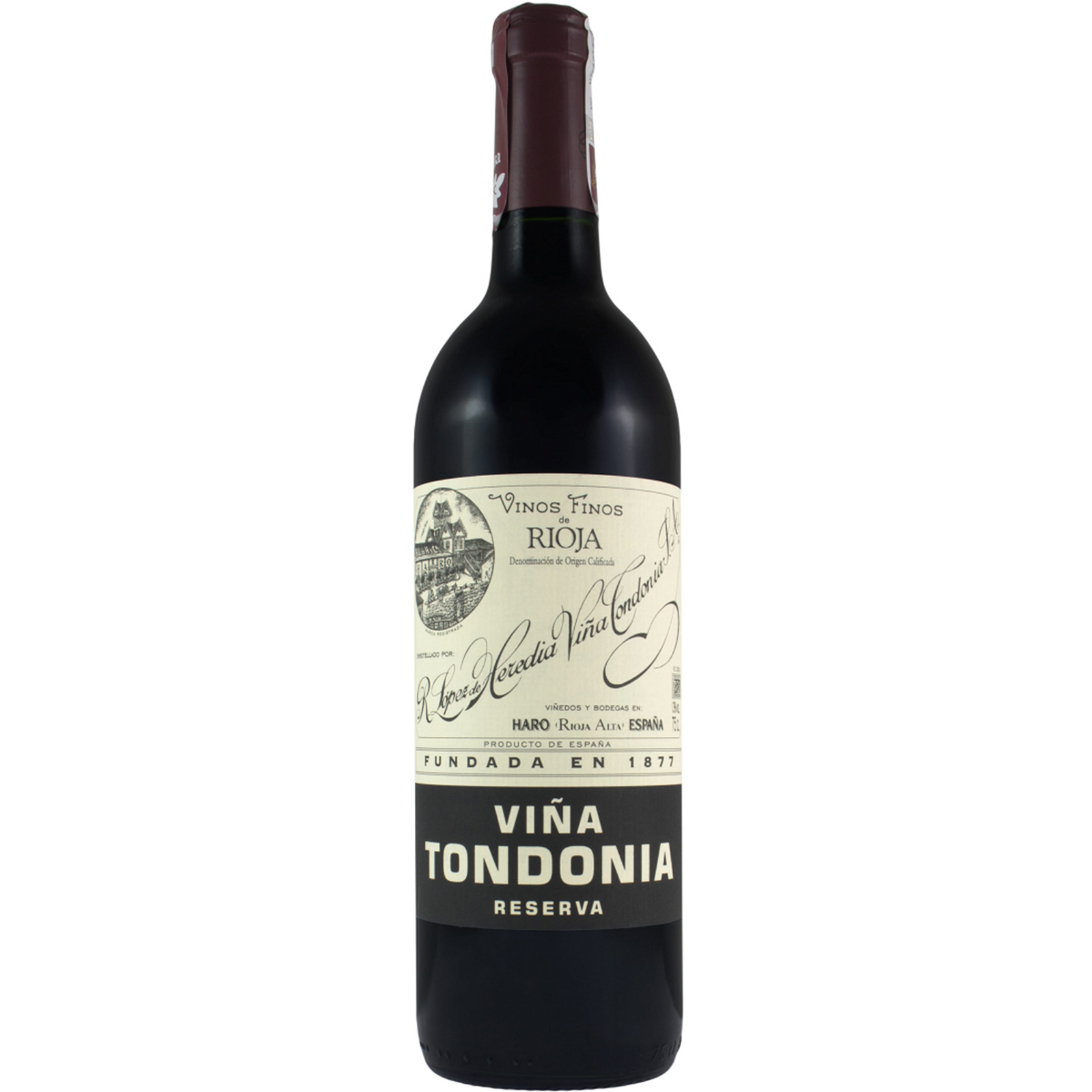 Bottle of R. Lopez de Heredia Vina Tondonia Reserva 2012, a Tempranillo red wine from Rioja, Spain.