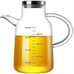 Transparent Glass Oil Bottle with Lid Handle Scale Heat-resistant Environmental