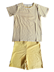 Sommer-Pyjama kurz Gelb-Weiß gestreift Gr.134 | Bonpoint