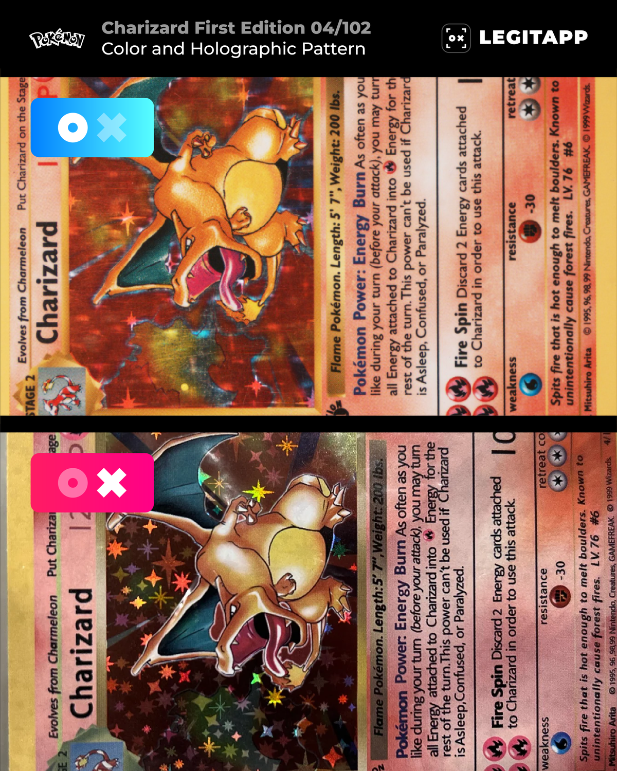 Real vs Fake: How to Authenticate the Pokémon Card Charizard First Edition 04/102 | LegitApp