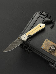 Chris Reeve Knives Small Classic Sebenza Raindrop Damascus Mammoth Ivory Inlay 2004 Model