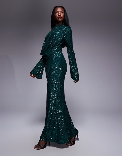 ASOS Design - Long Sleeve Wrap Front Maxi Dress - Women - Polyester/Spandex - 2 US