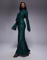 ASOS Design - Long Sleeve Wrap Front Maxi Dress - Women - Polyester/Spandex - 2 US