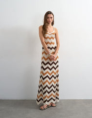 Topshop - Knit Chevron Stripe Maxi Dress - Women - Acrylic/Cotton/Nylon/Linen