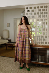Kyra-Chatai Checks Dress handwoven cotton dress by MASON AND MILL in multi-color for women Worldwide