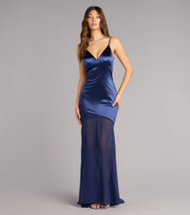 Kayla Satin Open Back Chiffon Formal Dress