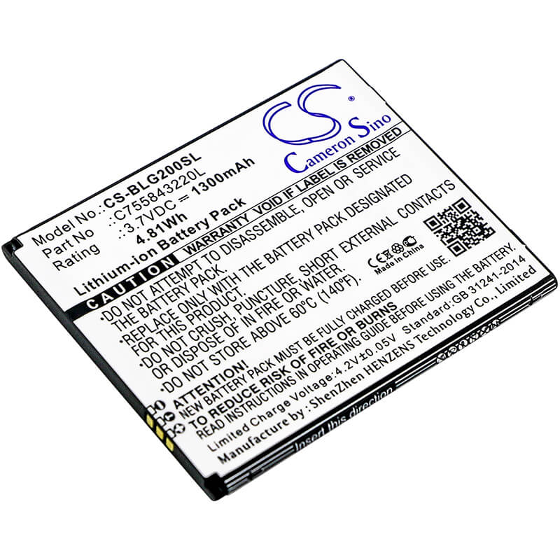 3.7V, 1300mAh, Li-ion Battery fits Blu, S010q, S0250uu, 4.81Wh