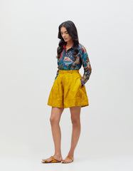 Shorts Mustard Silk Damask