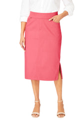 Comfort Waist Stretch Denim Midi Skirt | Jessica London