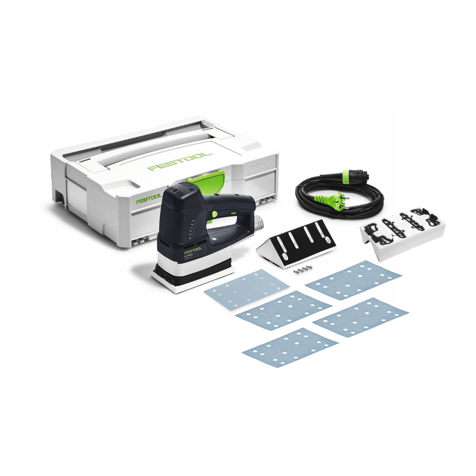 Festool LS 130 EQ-Plus Linearschleifer DUPLEX 260 Watt 133 x 80 mm + 1x Radius Profilschuh R10 + 400x Schleifstreifen + Systainer