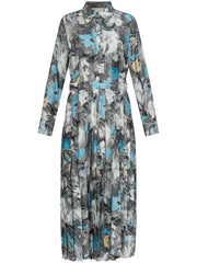 Tory Burch Printed Pleated Midi Dress | Blue
