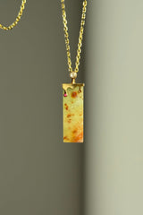 #P0559 "Wushi/Peace" Icy Red Yellow Green Jadeite Jade Peace 18K Yellow Gold Pendant