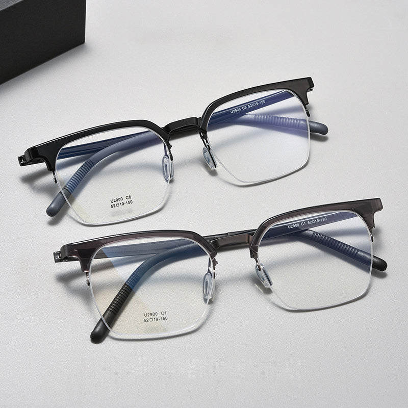 Industrial Style Metal & TR90 Browline Half Rim Prescription Spectacles Eyeglasses Frames 2900U