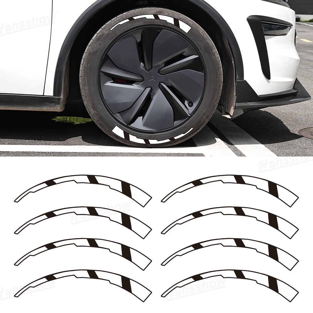 3D Tire Decals for Tesla Rim Stripe Stickers with Raised Design - front view