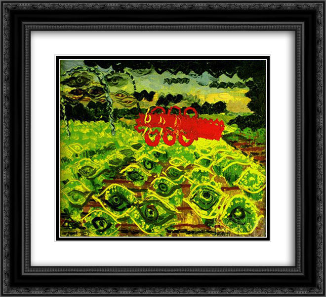 Moods of the Field 22x20 Black Ornate Wood Framed Art Print Poster with Double Matting by Tuculescu, Ion