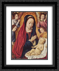 The Virgin and Child Adored by Angels 20x24 Black Ornate Wood Framed Art Print Poster with Double Matting by Hey, Jean