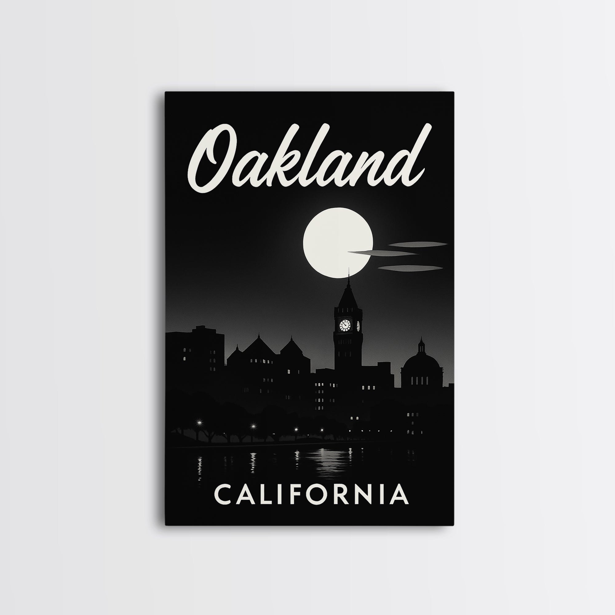Oakland California Travel Poster, Canvas Print, Dark Moody City Wall Art, Oakland City Art, Travel Poster Set, Vintage Travel Art, Wall Art