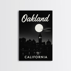 Oakland California Travel Poster, Canvas Print, Dark Moody City Wall Art, Oakland City Art, Travel Poster Set, Vintage Travel Art, Wall Art
