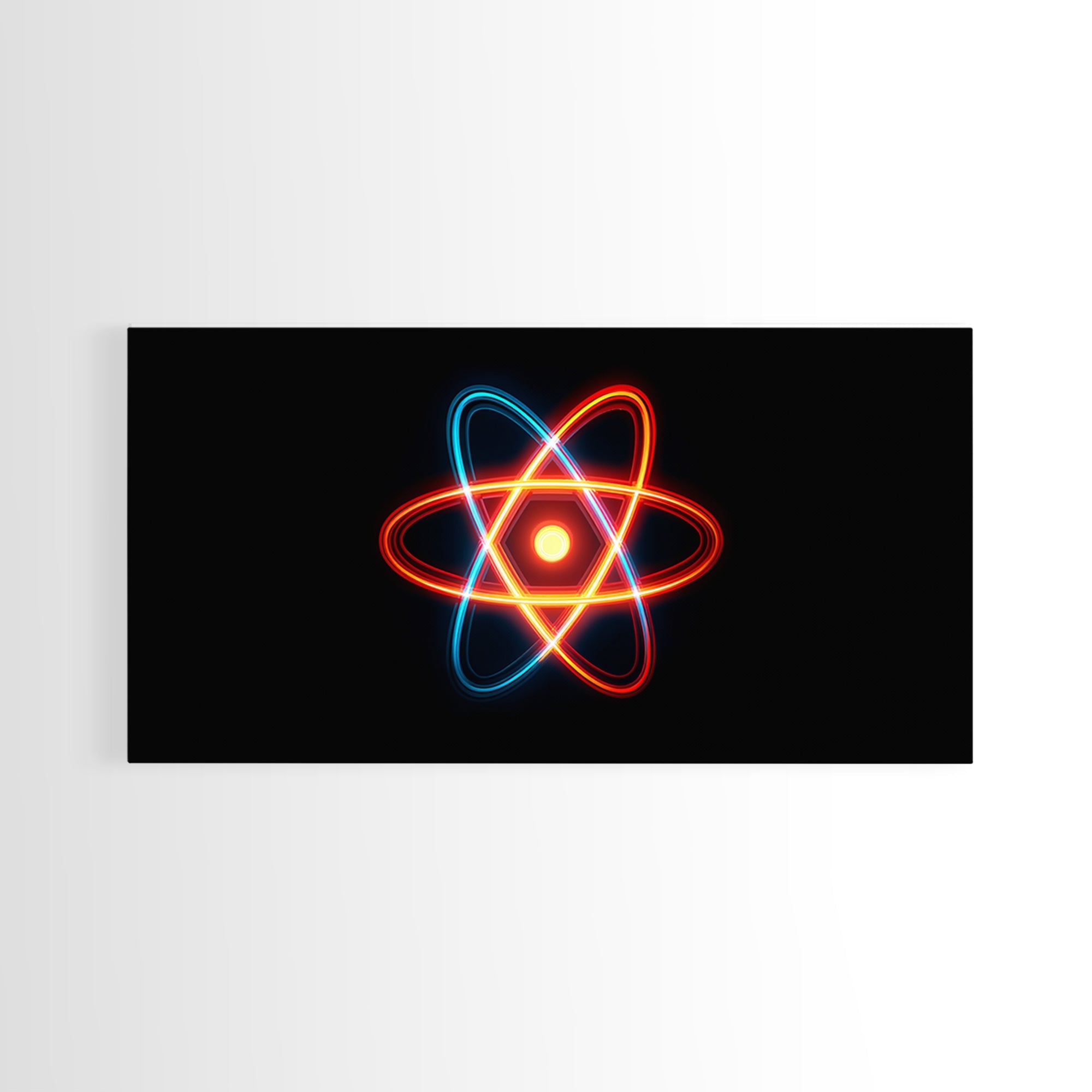 Neon Atomic Symbol Wall Art, Mid Century Modern Decor, Retro Sci Fi Poster, Colorful Space Age Abstract Office Digital Print