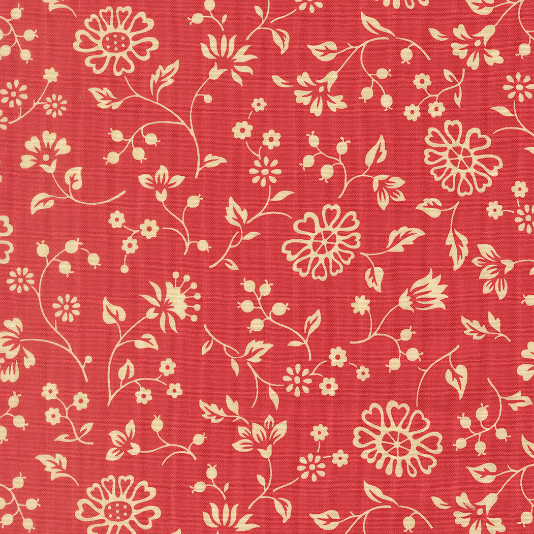 Petals & Polka Dots fabric with cherry red blossoms and whimsical dots by Anne Sutton for Moda Fabrics
