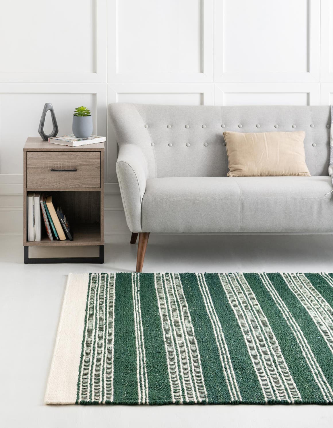 Hunter Green 4' 1 x 6' 1 Lariat Rectangle Area Rug All Natural Jute & Wool With Cotton Backing Premium Carpet for Living Rooms, Dining, Office for Sale at Rug Engine